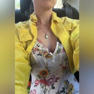 Yellow cropped denim jacket